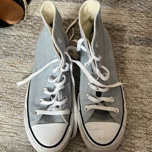 Baby blue platform converse